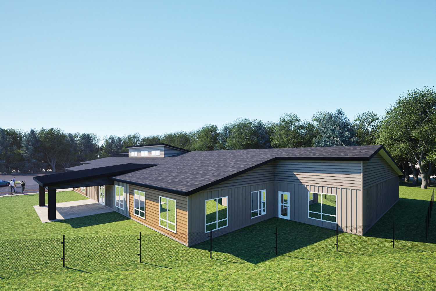 Renderings of the second daycare building that will be built south of MacLeod School.